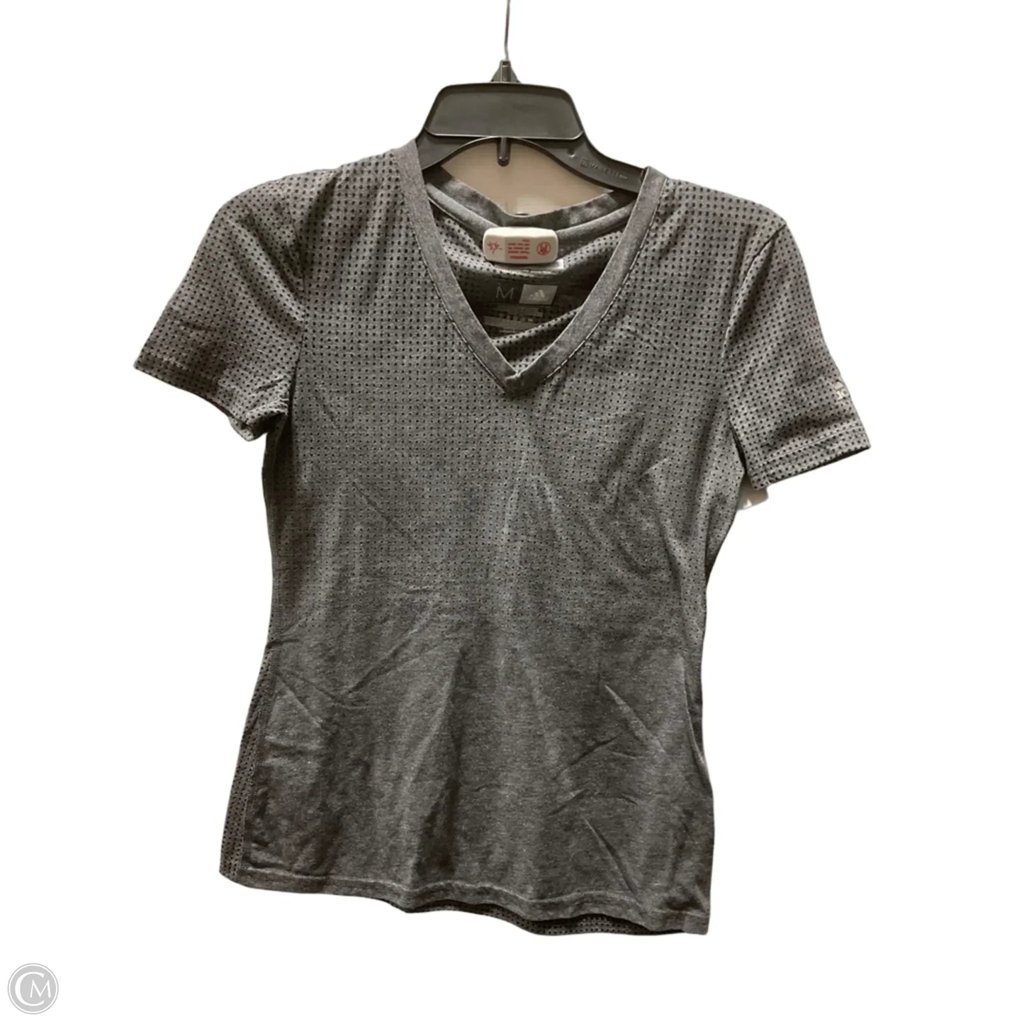 Athletic Top Short Sleeve By Adidas In Grey, Size: M