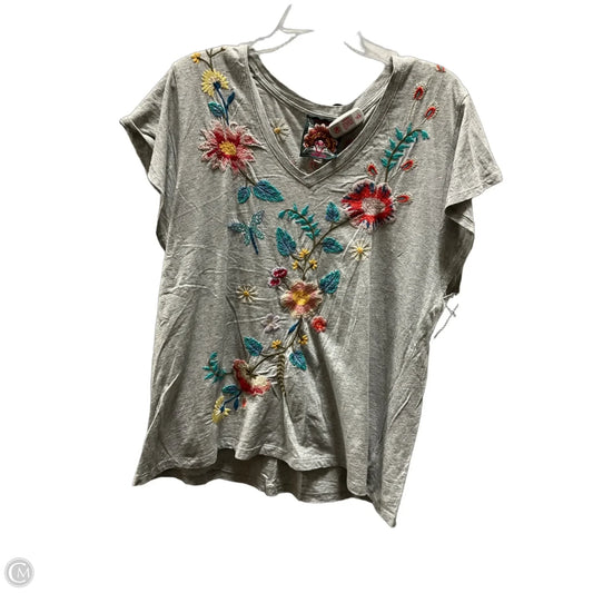 Top Short Sleeve By Johnny Was In Grey, Size: Xl