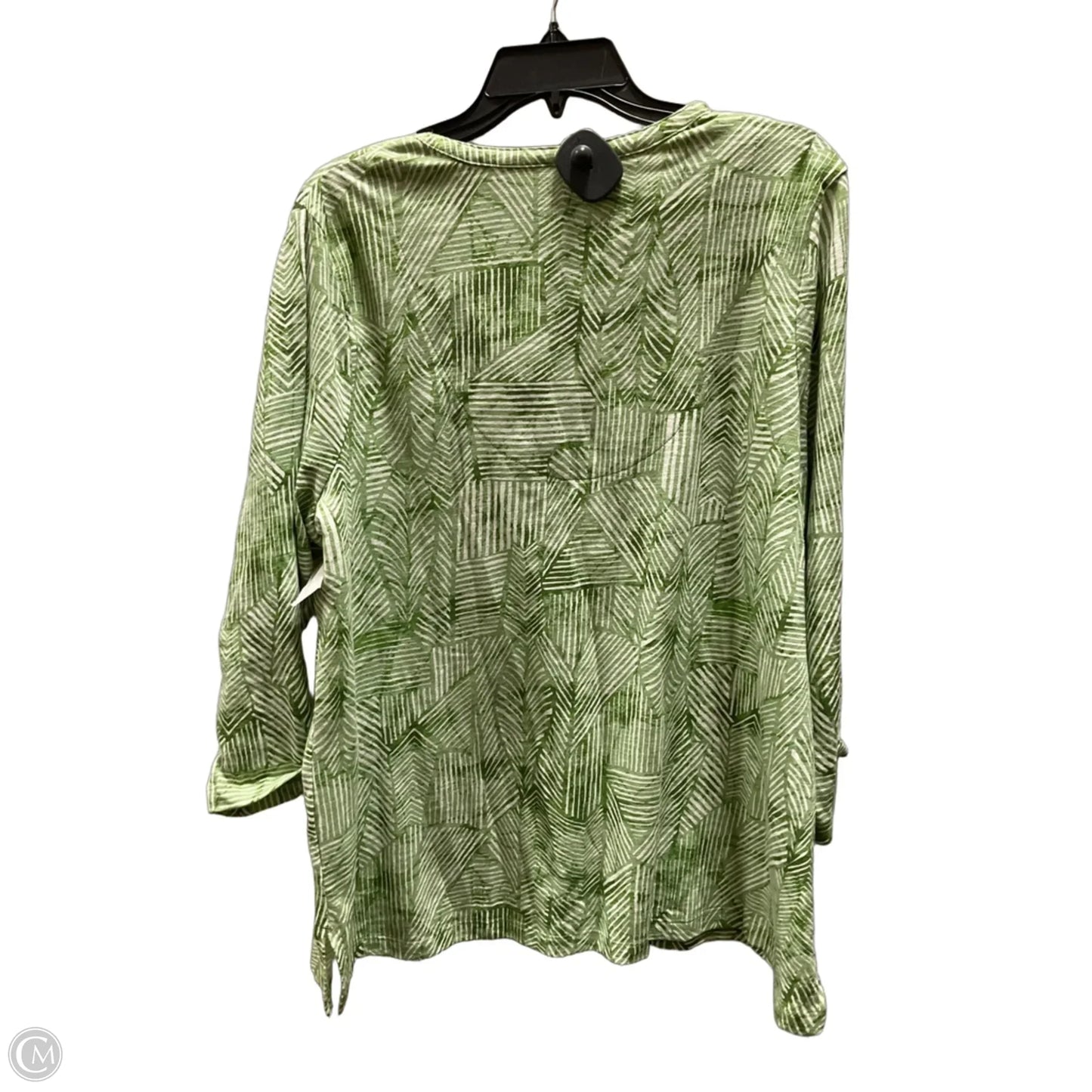 Top 3/4 Sleeve By Chicos In Green, Size: Xl