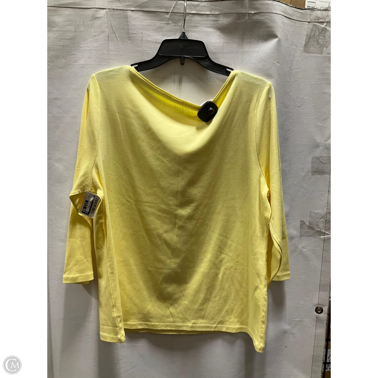 Top 3/4 Sleeve Basic By Talbots In Yellow, Size: Xl