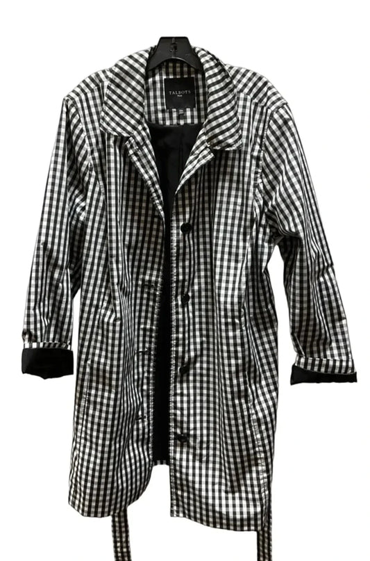 Coat Trench Coat By Talbots In Checkered Pattern, Size: 3x