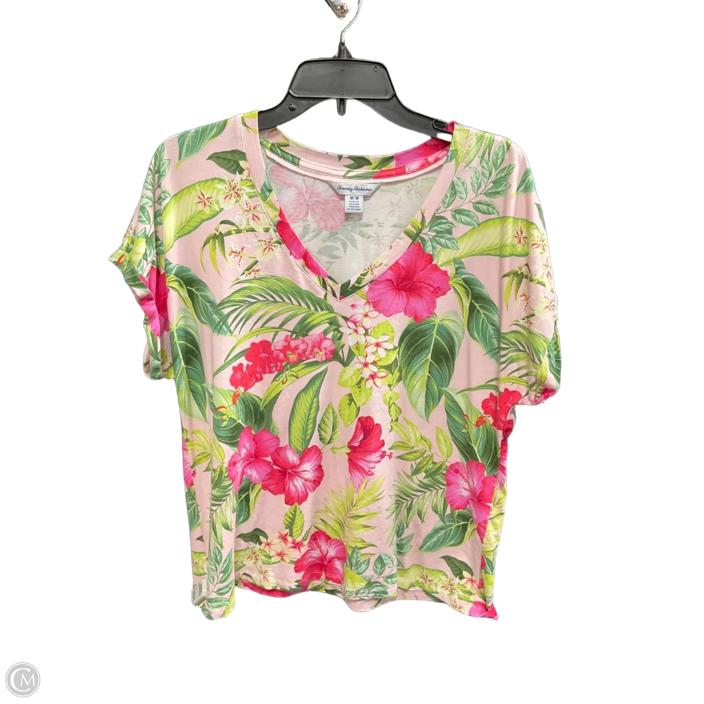 Top Short Sleeve By Tommy Bahama In Tropical Print, Size: M