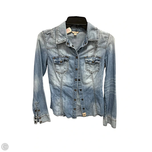 Blouse Long Sleeve By Guess In Blue, Size: Xs