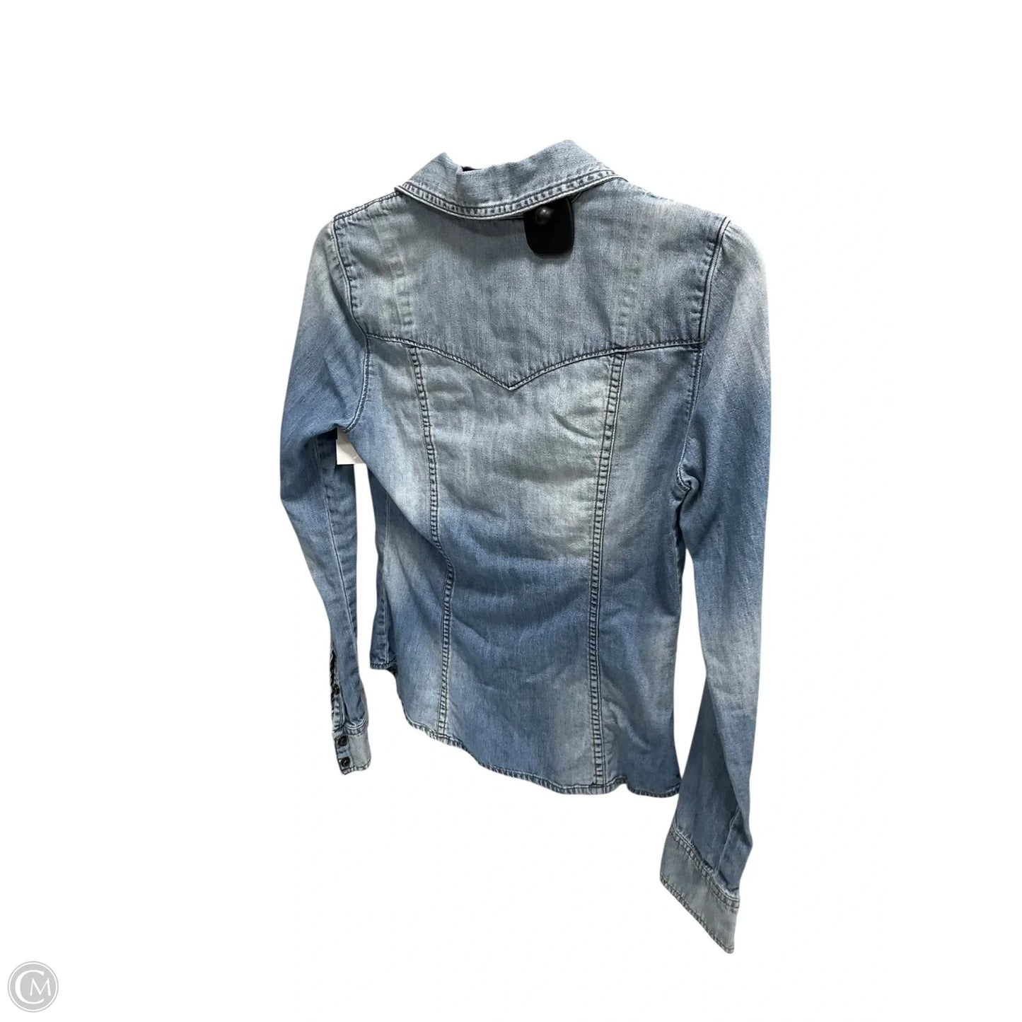 Blouse Long Sleeve By Guess In Blue, Size: Xs