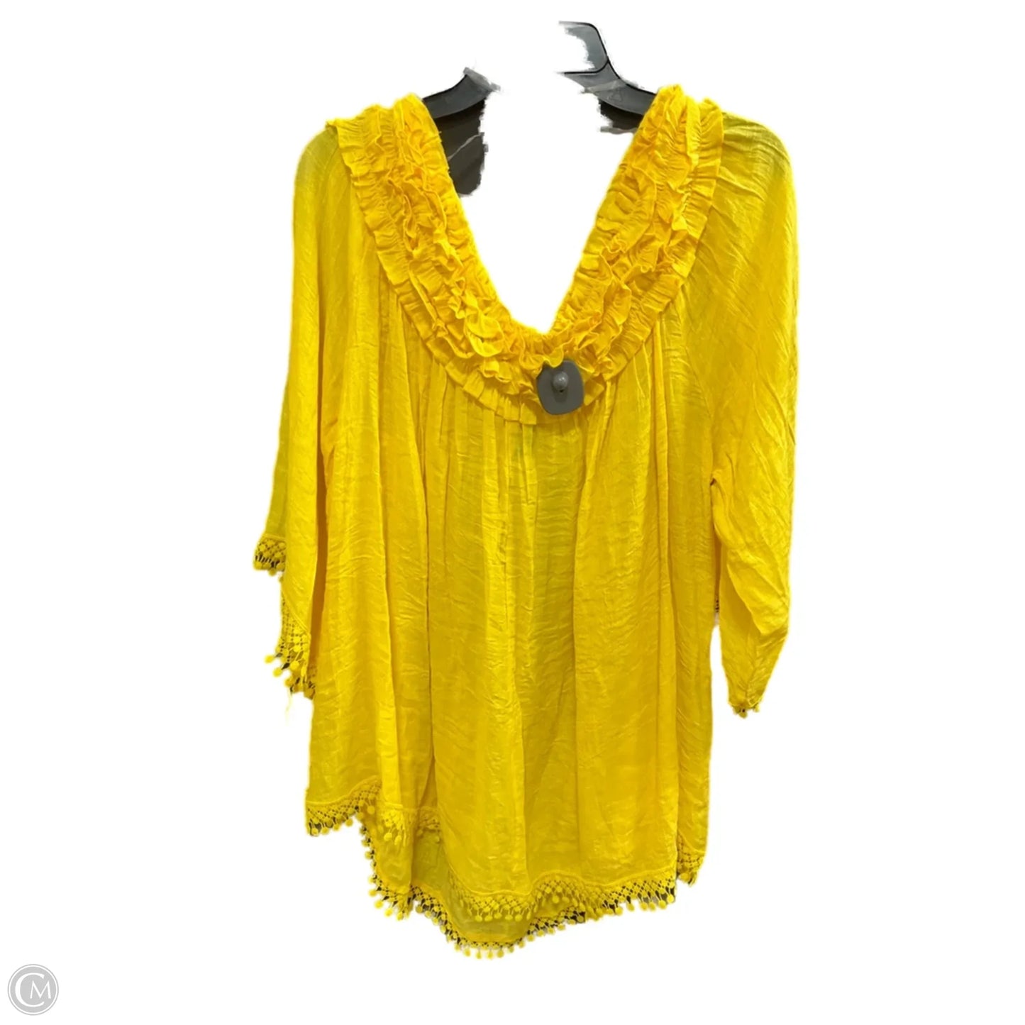 Top Long Sleeve By Ashley Stewart In Yellow, Size: 30