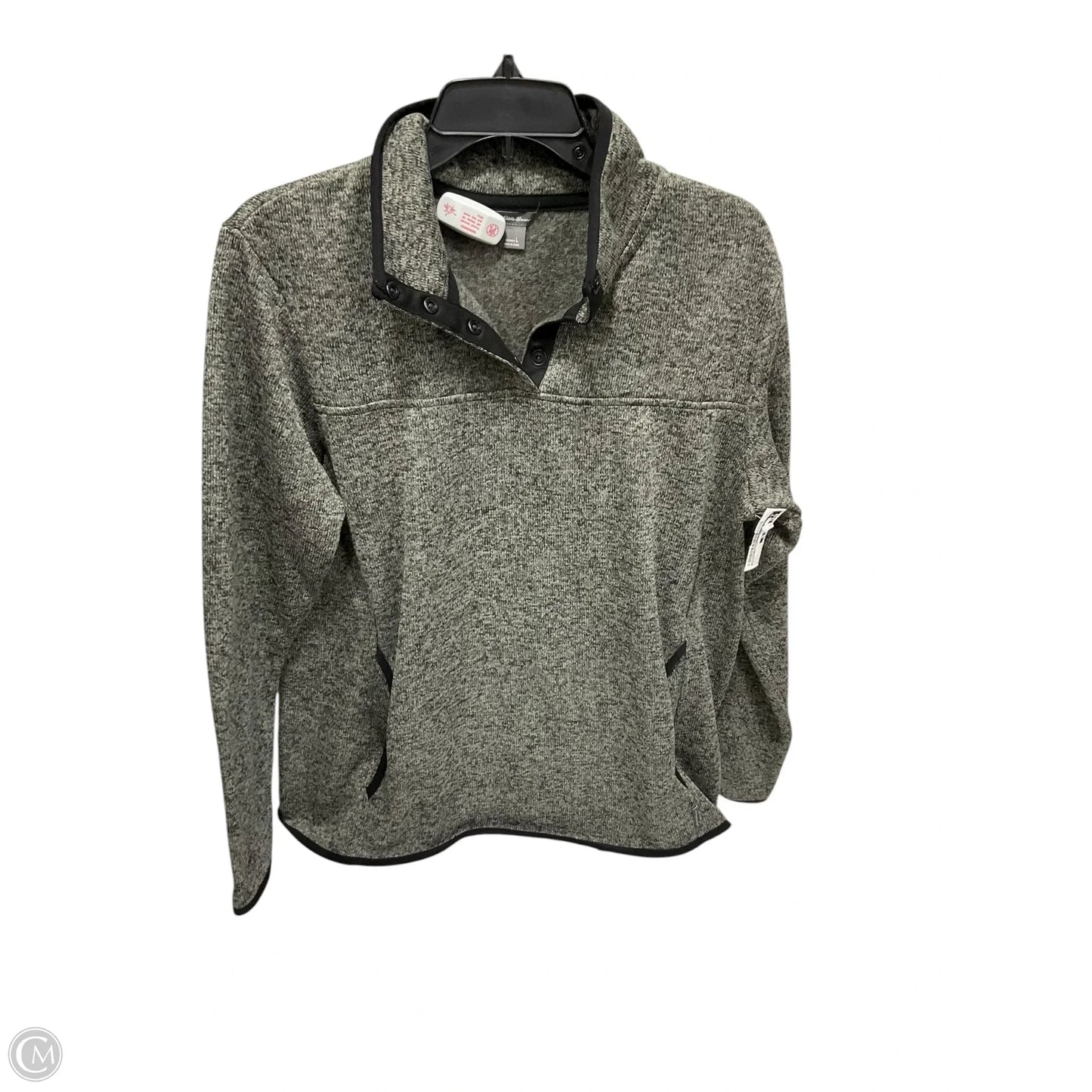 Athletic Top Long Sleeve Collar By Eddie Bauer In Grey, Size: L