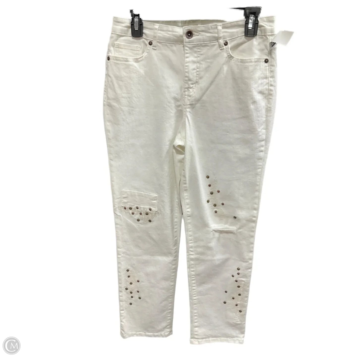 Jeans Straight By Logo In Cream, Size: 4
