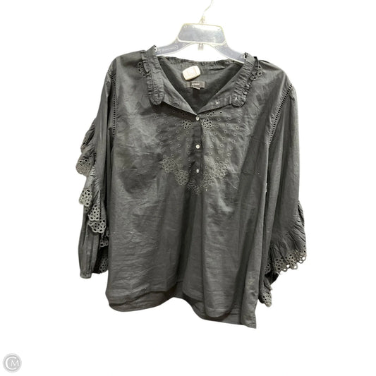 Top 3/4 Sleeve By J. Crew In Black, Size: Xxl