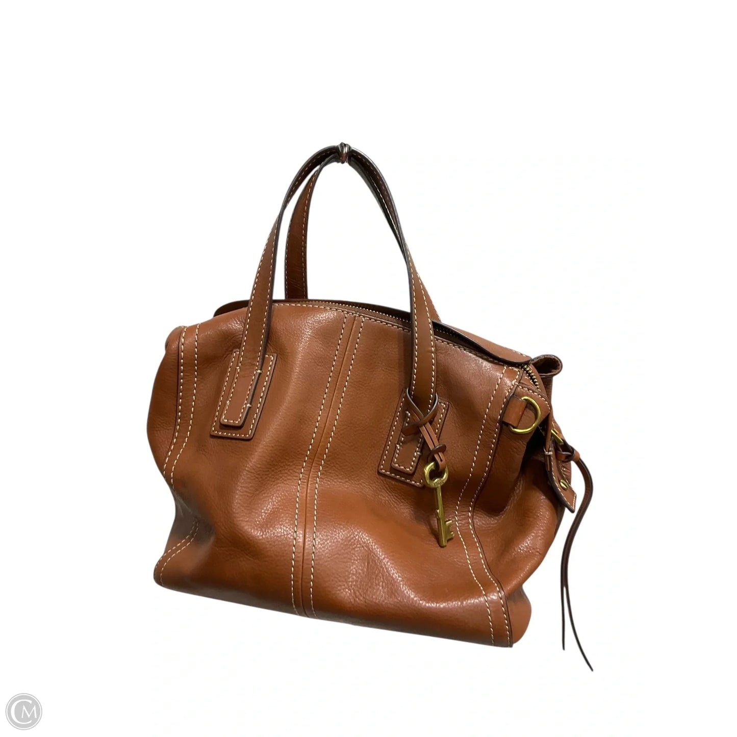 Handbag Leather By Fossil, Size: Medium