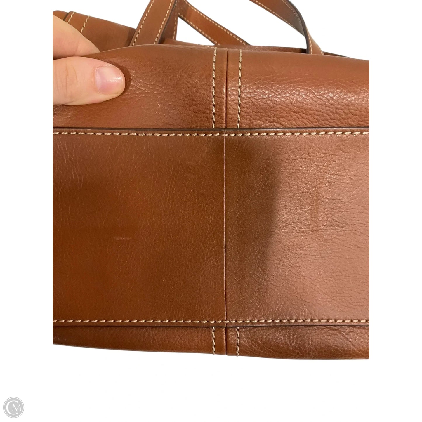 Handbag Leather By Fossil, Size: Medium