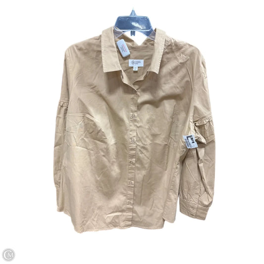 Blouse Long Sleeve By Candace Cameron Bure In Beige, Size: 1x