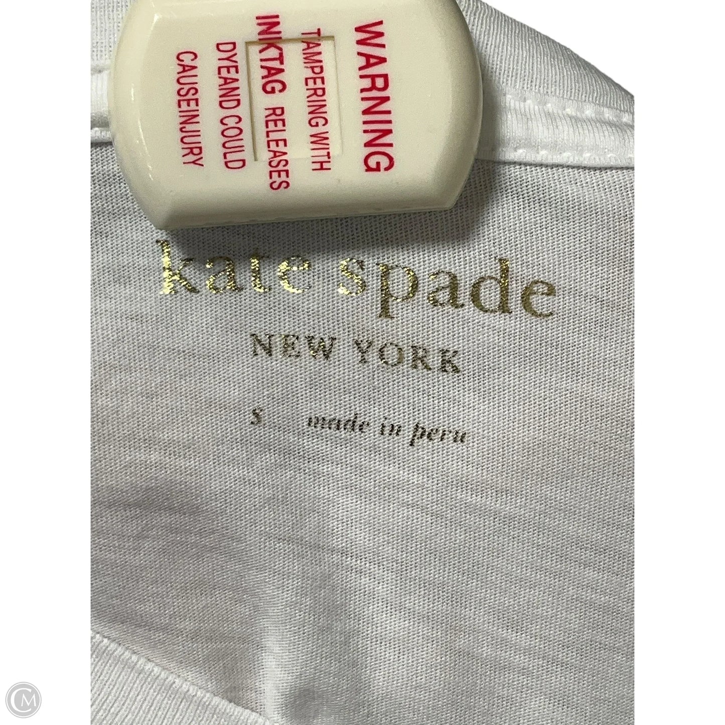 Top Short Sleeve Designer By Kate Spade In White, Size: S