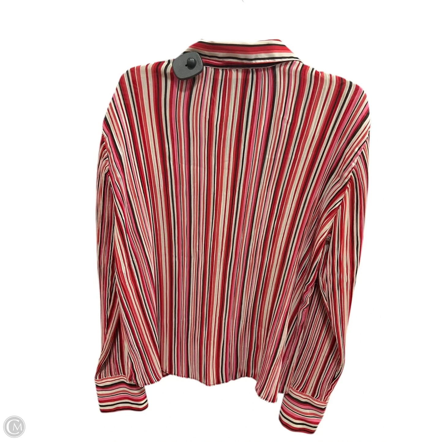 Blouse Long Sleeve By Cato In Striped Pattern, Size: L
