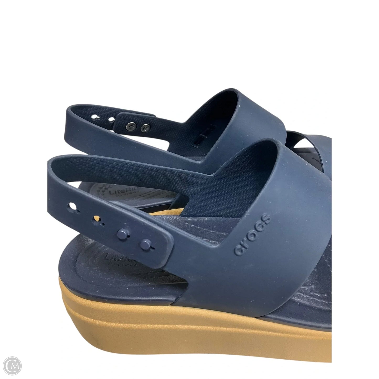 Sandals Heels Platform By Crocs In Navy, Size: 6