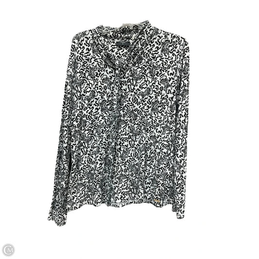 Top Long Sleeve By Tahari In Black & White, Size: Xl