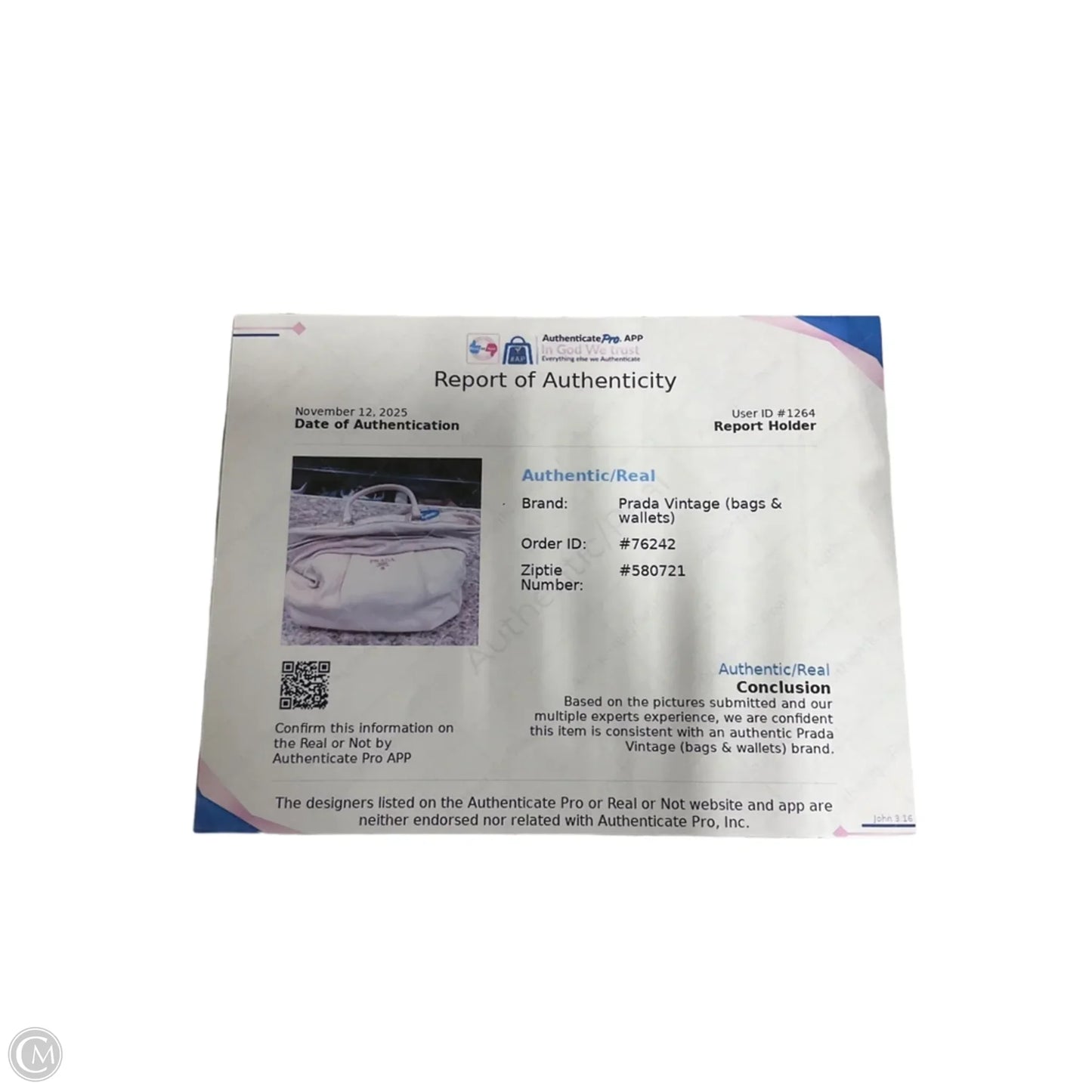 Handbag Luxury Designer By Prada, Size: Large