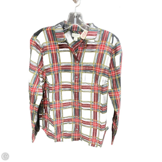 Blouse Long Sleeve By J. Crew In Plaid Pattern, Size: S