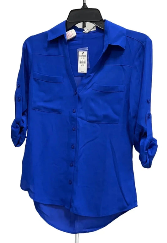 Blouse 3/4 Sleeve By Express In Blue, Size: Xs