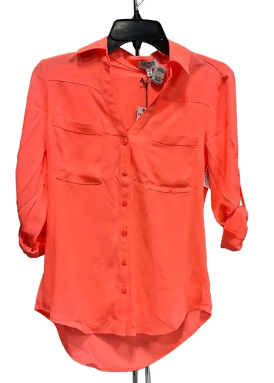 Blouse 3/4 Sleeve By Express In Orange, Size: Xs