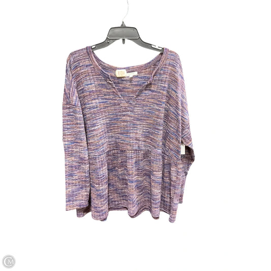 Top Long Sleeve By Maurices In Purple & Tan, Size: 2x