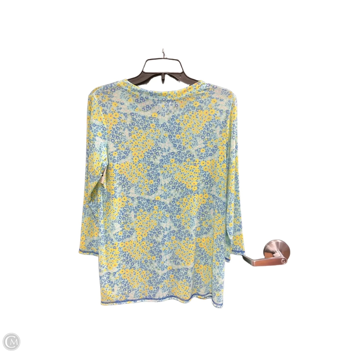 Top Long Sleeve By Logo In Blue & Yellow, Size: S