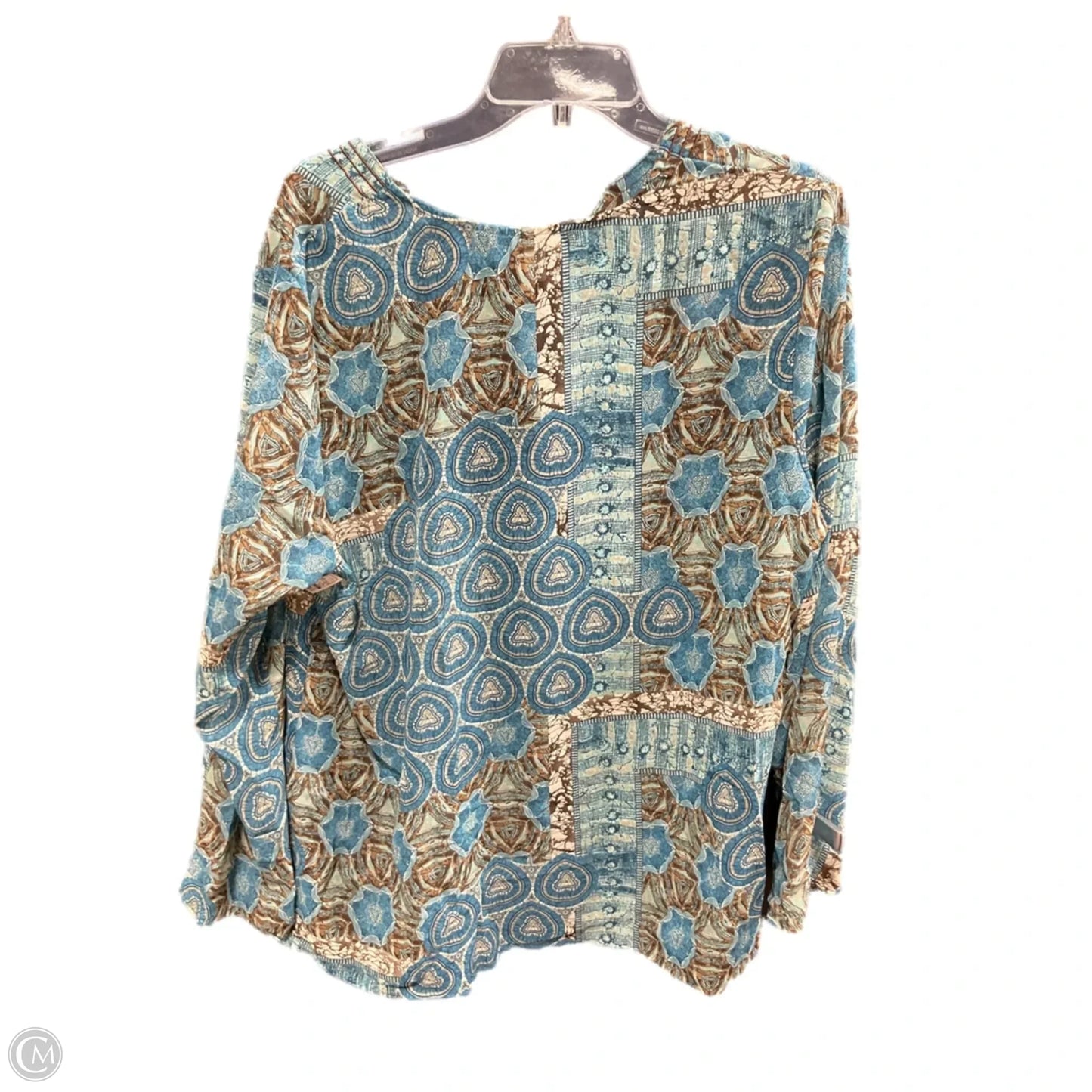 Top Long Sleeve By Apt 9 In Blue & Tan, Size: 1x