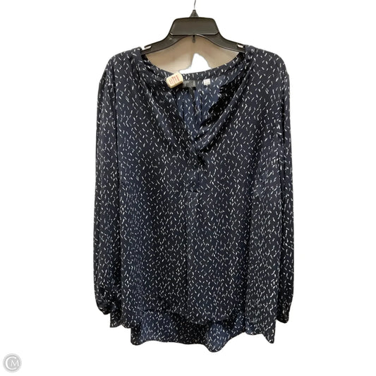 Blouse Long Sleeve By Tahari In Navy, Size: 3x