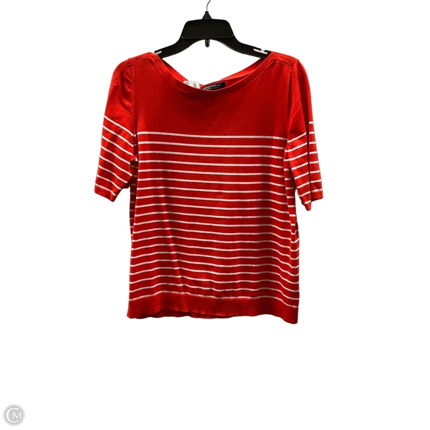 Top Short Sleeve By Banana Republic In Striped Pattern, Size: L