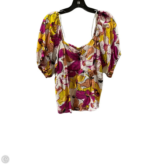 Top Short Sleeve By Nine West In Floral Print, Size: Xxl
