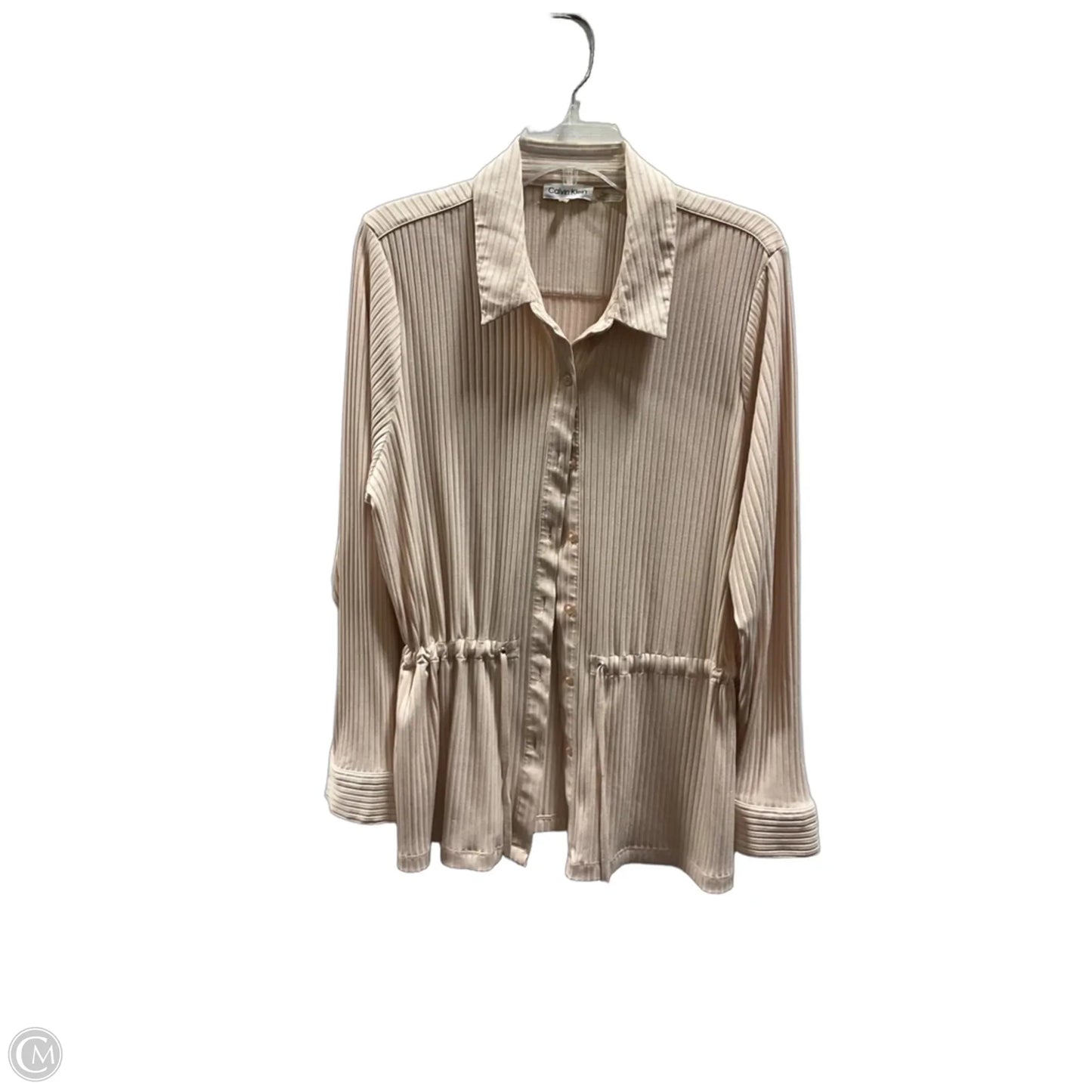 Blouse Long Sleeve By Calvin Klein In Pink, Size: L