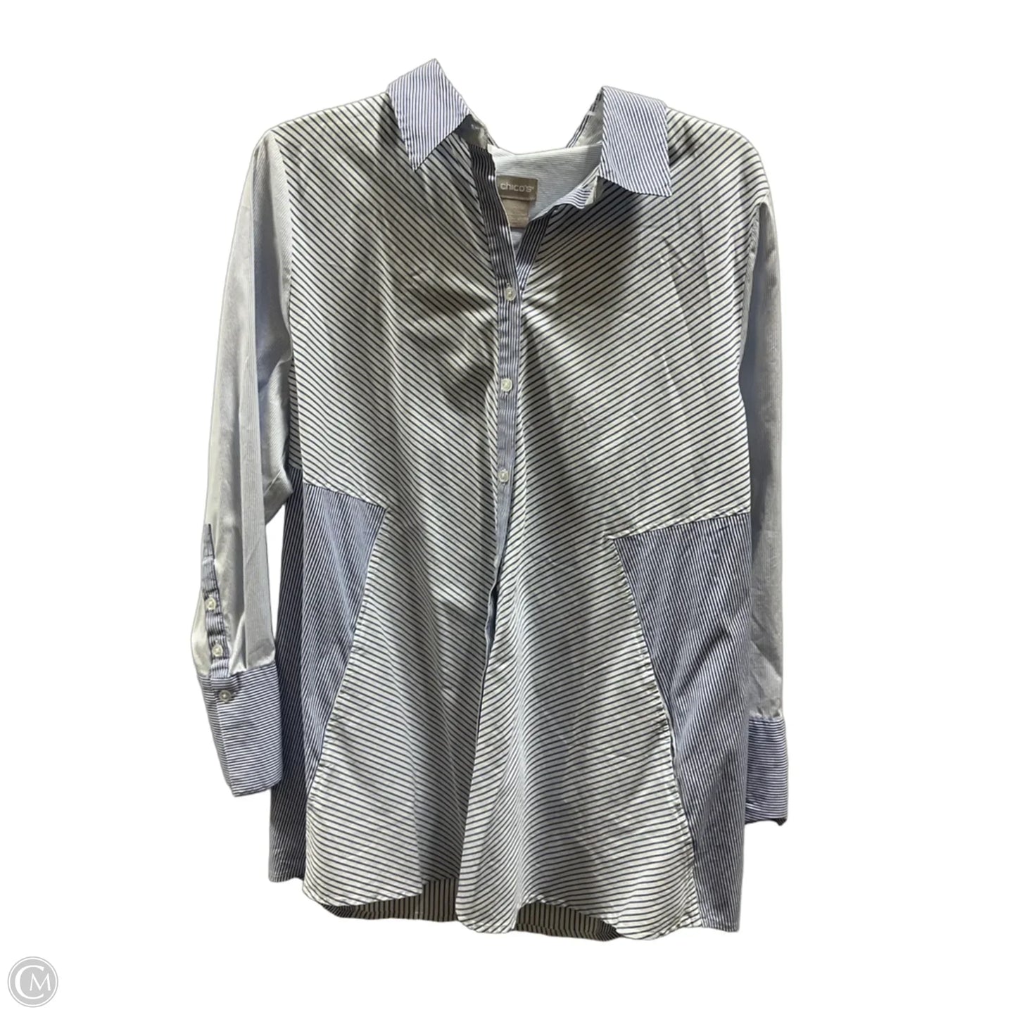 Blouse Long Sleeve By Chicos In Blue, Size: L