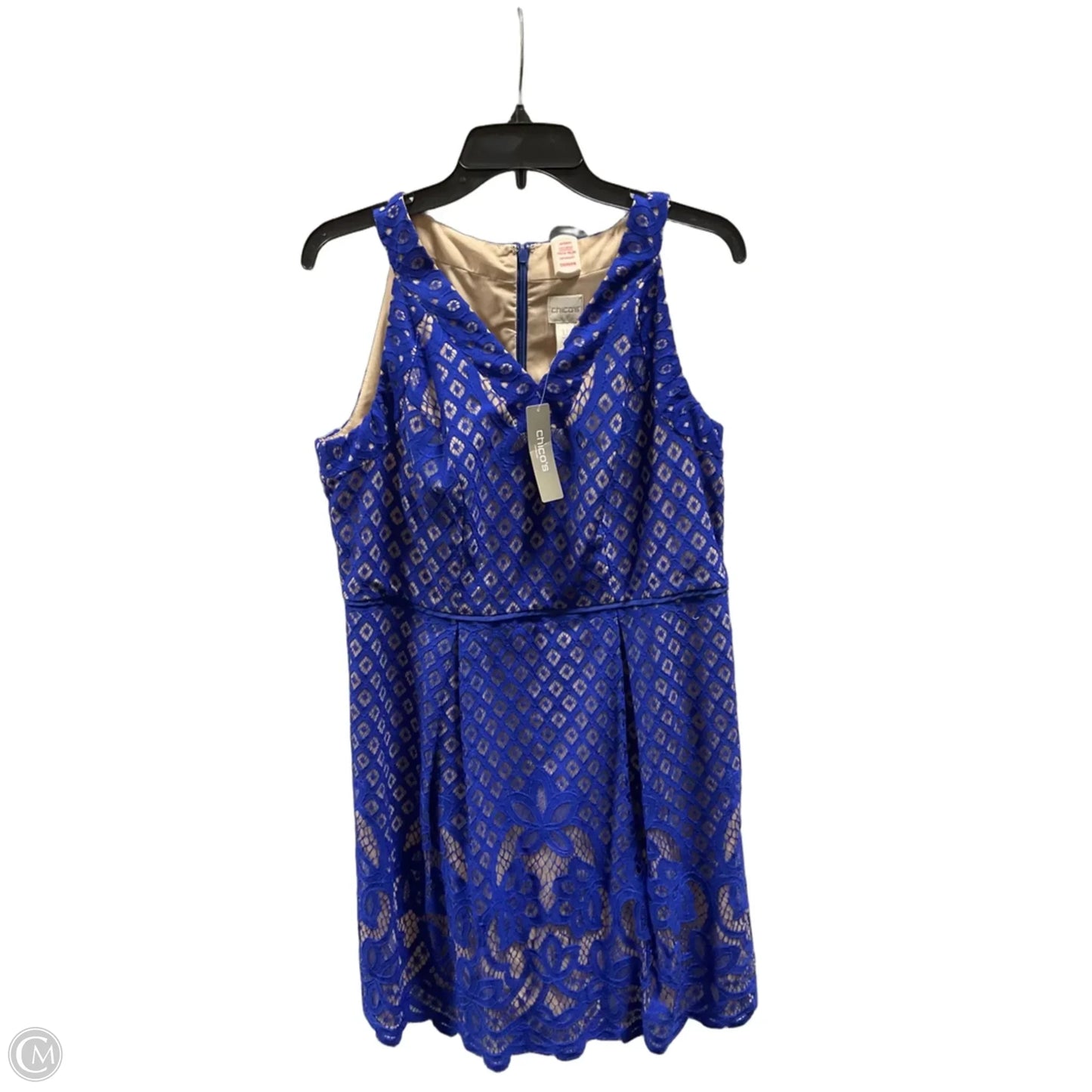 Dress Casual Midi By Chicos In Blue & Tan, Size: M