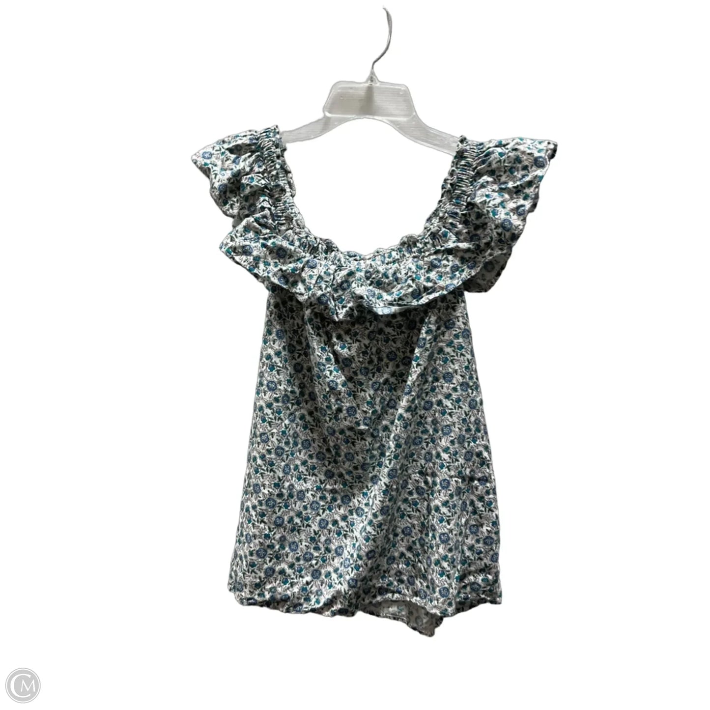 Top Sleeveless By Loft In Blue & White, Size: M