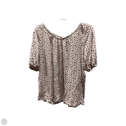 Top Short Sleeve By Loft In Red & White, Size: M