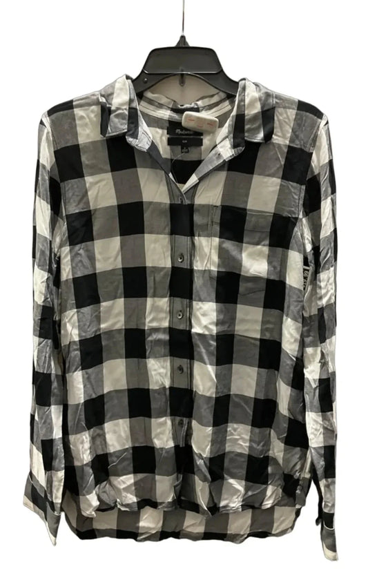 Blouse Long Sleeve By Madewell In Black & White, Size: L
