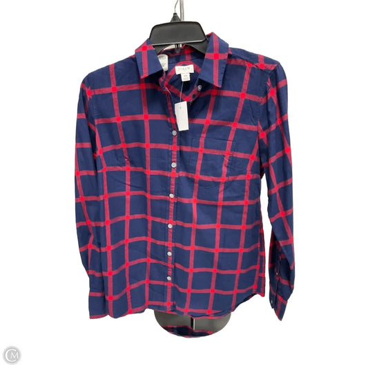 Top Long Sleeve By J. Crew In Plaid Pattern, Size: Xs