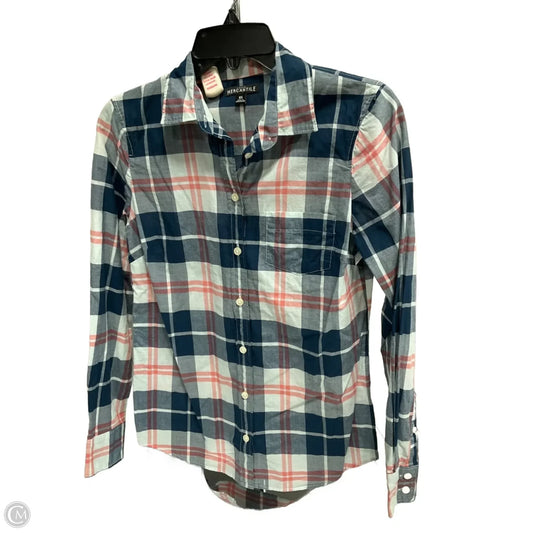 Top Long Sleeve By J. Crew In Plaid Pattern, Size: Xs