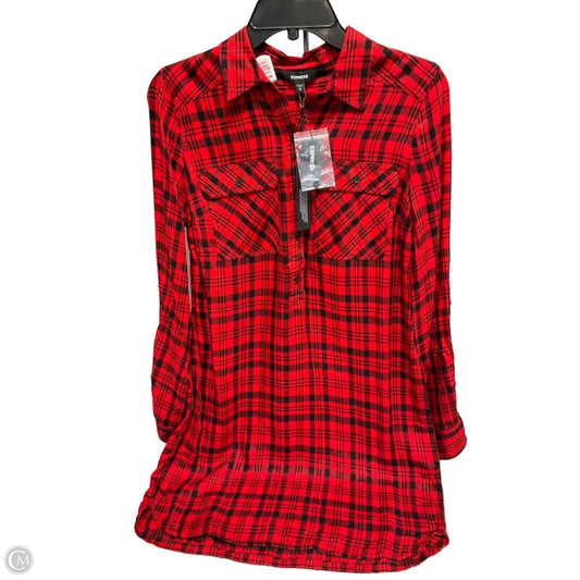 Top Long Sleeve By Express In Plaid Pattern, Size: Xs
