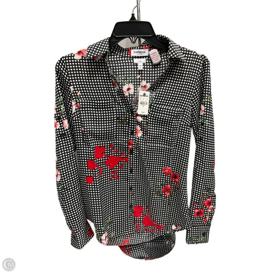 Top Long Sleeve By Express In Black & White, Size: S