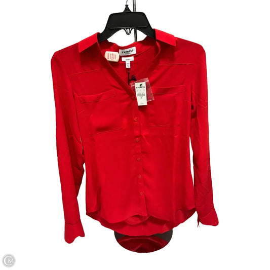 Top Long Sleeve By Express In Red, Size: Xs