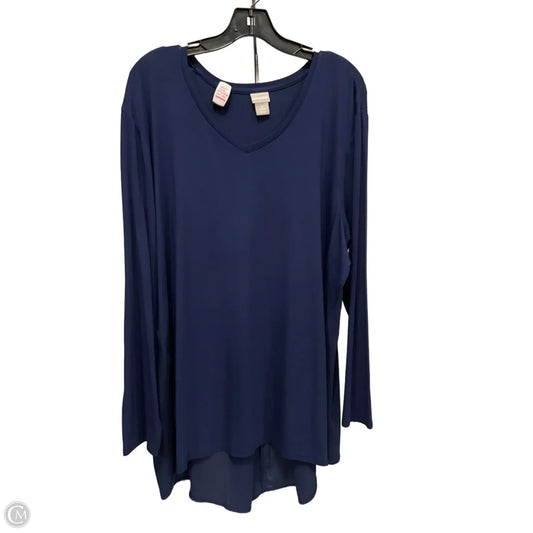 Top Long Sleeve By Chicos In Blue, Size: Xxl