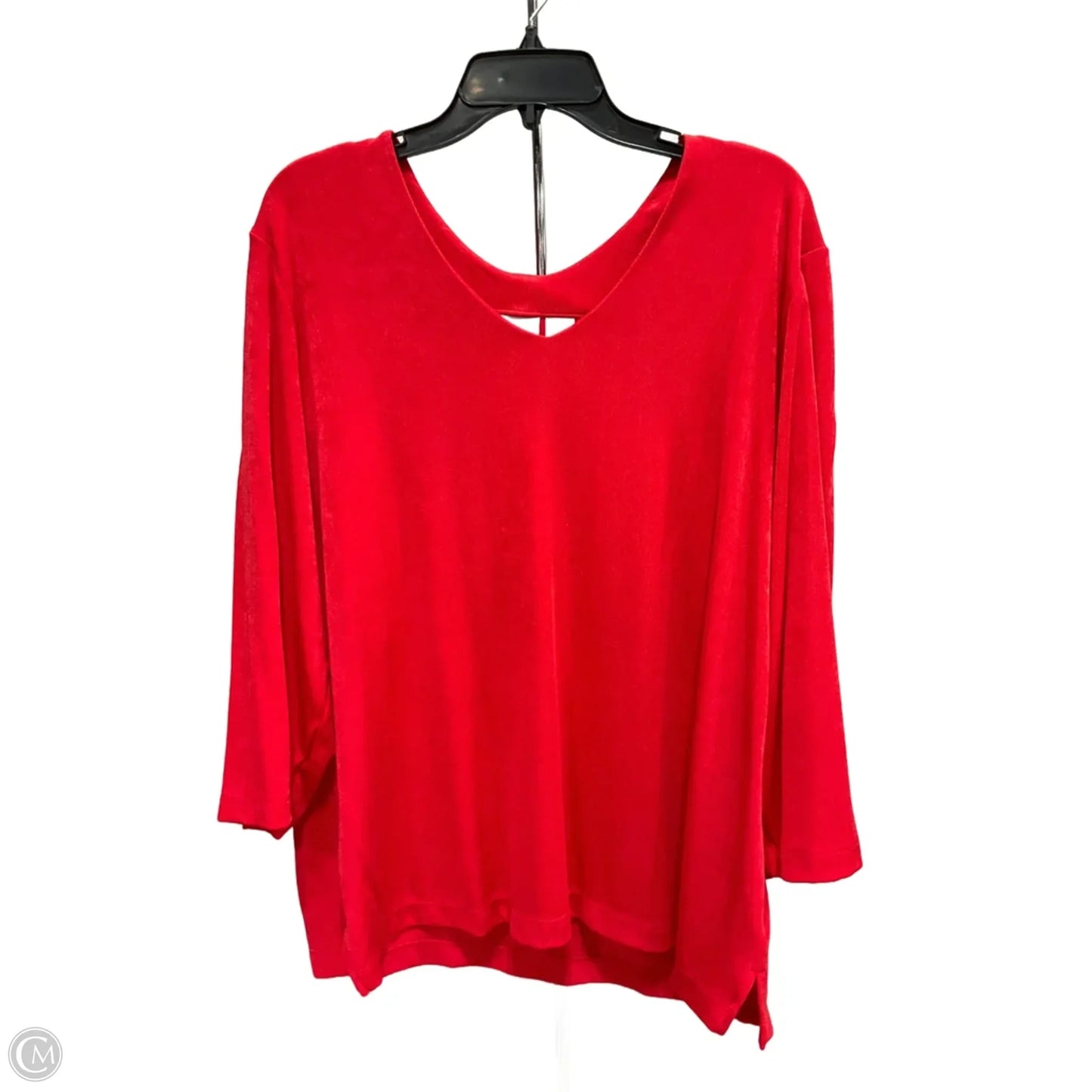 Top 3/4 Sleeve By Chicos In Red, Size: Xxl