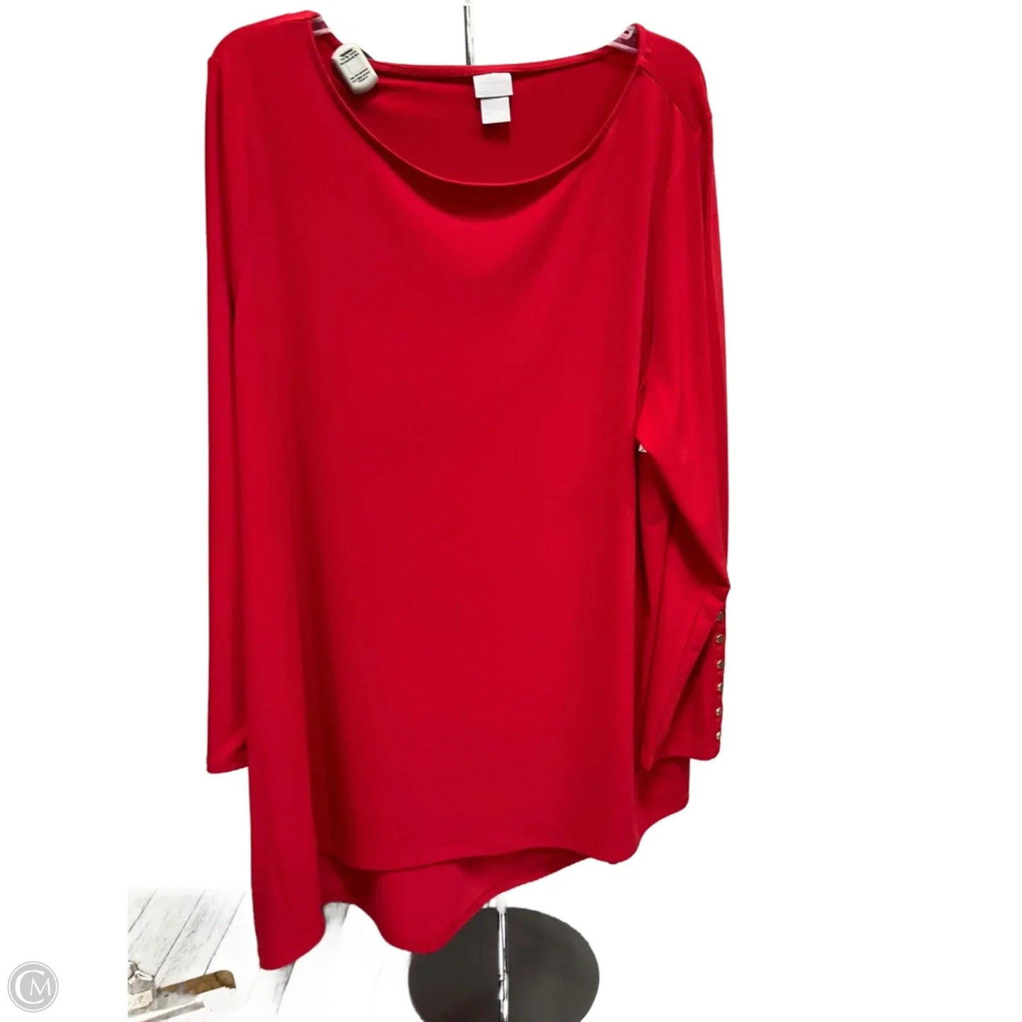 Top 3/4 Sleeve By Chicos In Red, Size: Xxl