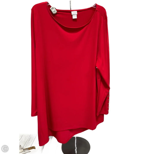 Top 3/4 Sleeve By Chicos In Red, Size: Xxl