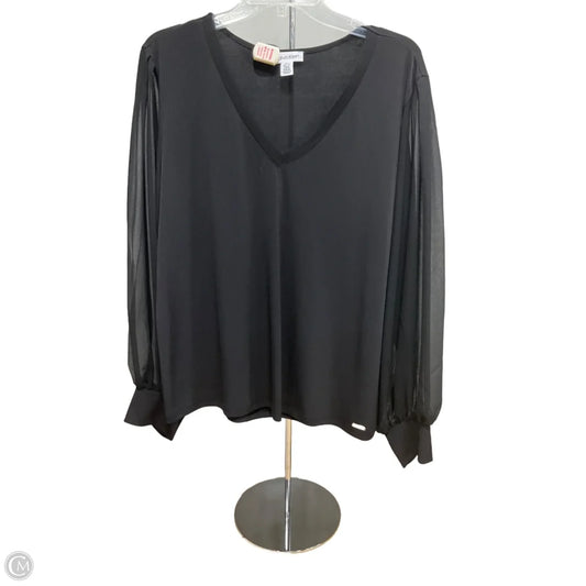 Top Long Sleeve By Calvin Klein In Black, Size: Xl