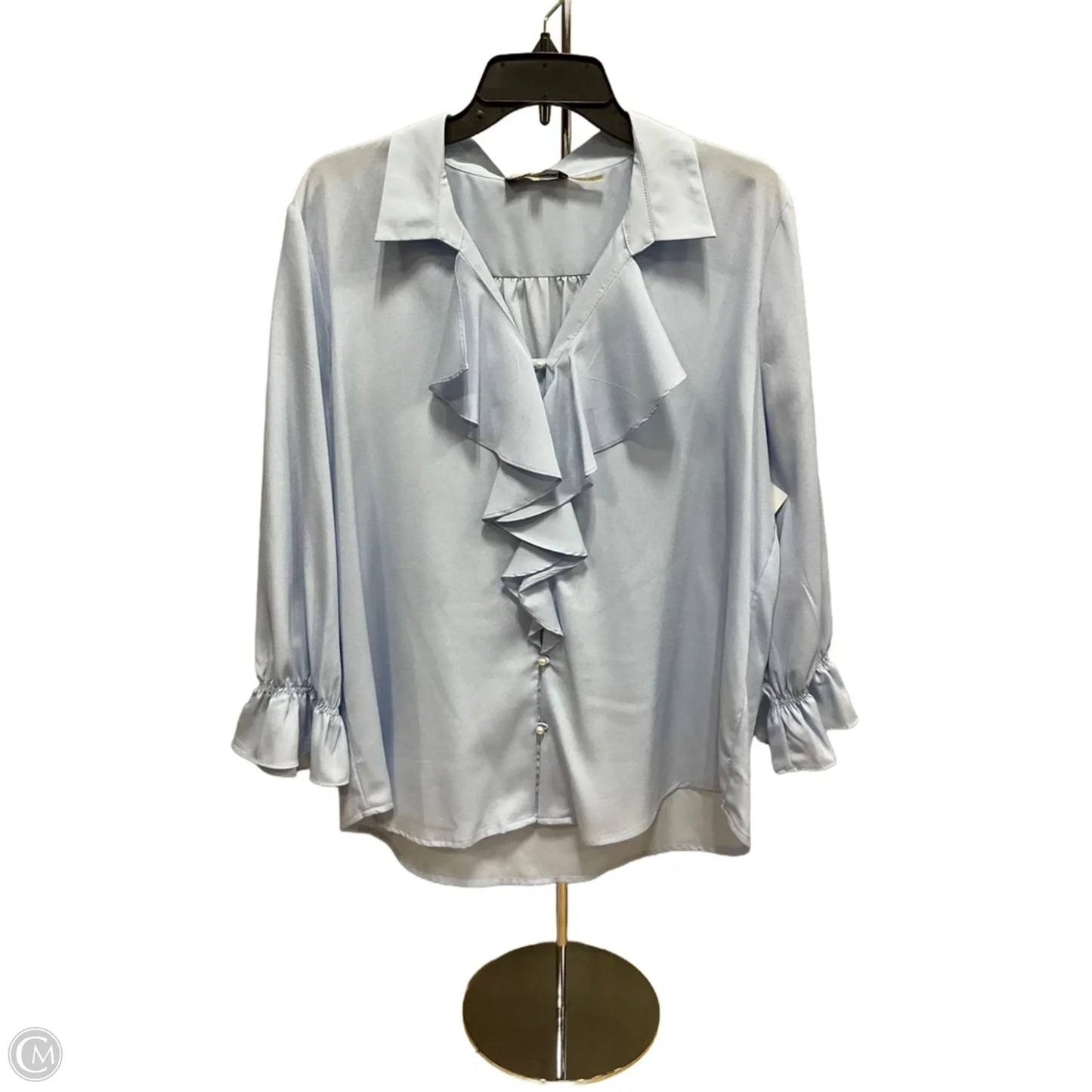 Top Long Sleeve Designer By Karl Lagerfeld In Blue, Size: Xl