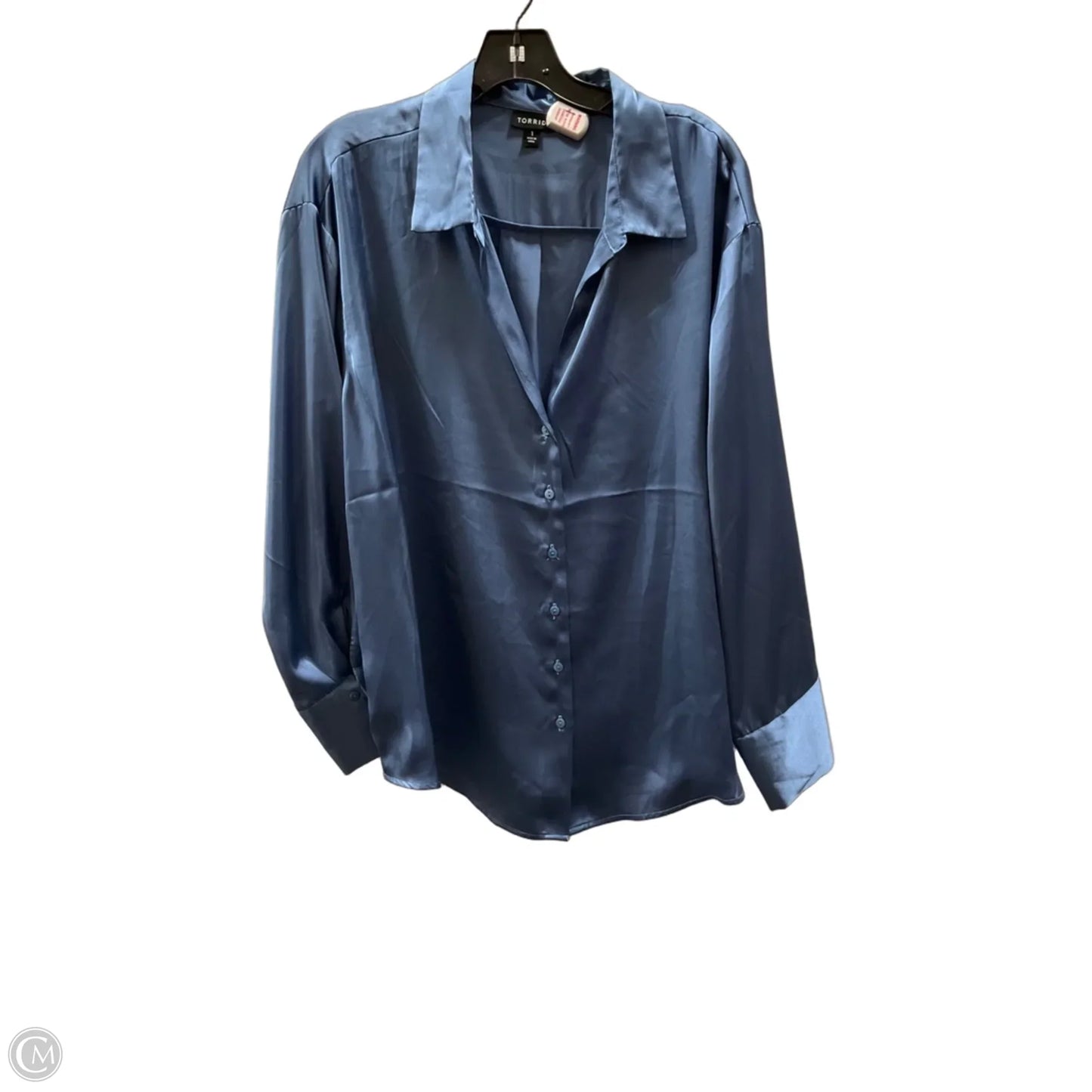 Blouse Long Sleeve By Torrid In Blue, Size: 1x