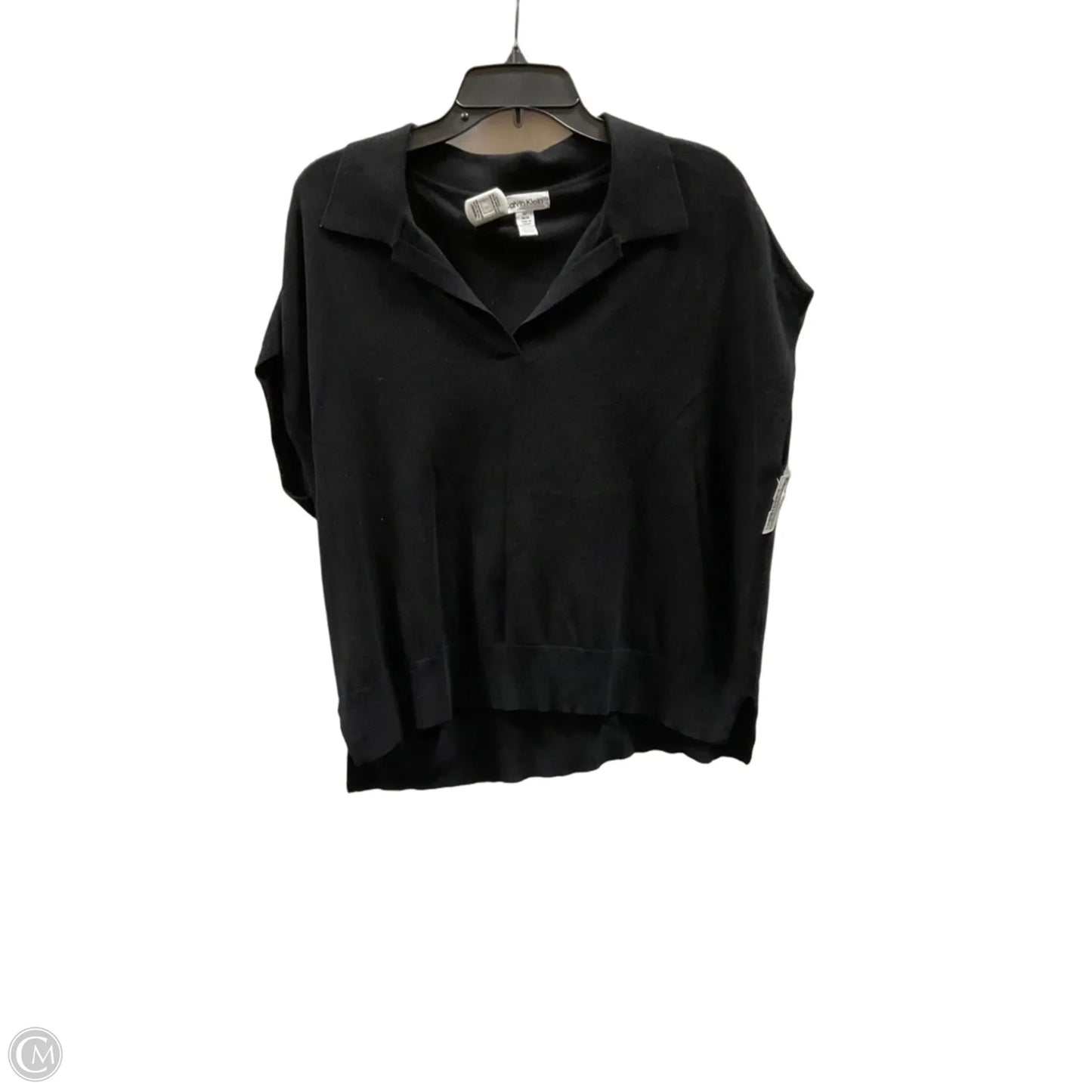 Top Short Sleeve By Calvin Klein In Black, Size: M