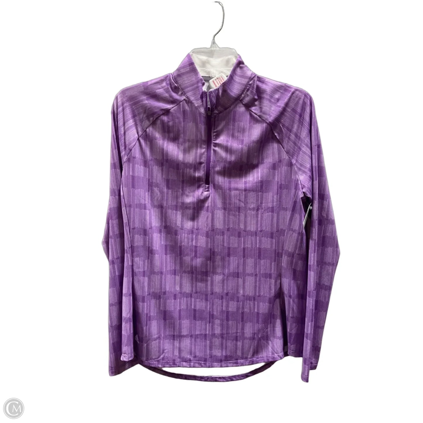 Athletic Top Long Sleeve Collar By Adidas In Purple, Size: L