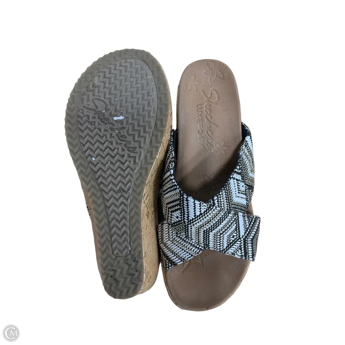 Shoes Heels Wedge By Skechers In Brown & White, Size: 6.5